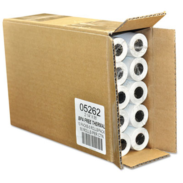 Direct Thermal Printing Thermal Paper Rolls, 2.25" X 55 Ft, White, 50/Carton