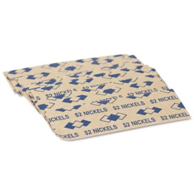 Tubular Coin Wrappers, Nickels, Blue/Kraft, 1,000/Pack