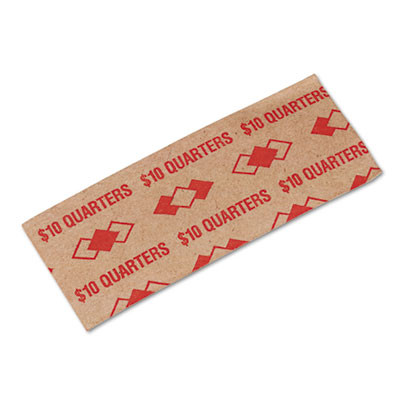 Tubular Coin Wrappers, Quarters, Orange/Kraft, 1,000/Pack