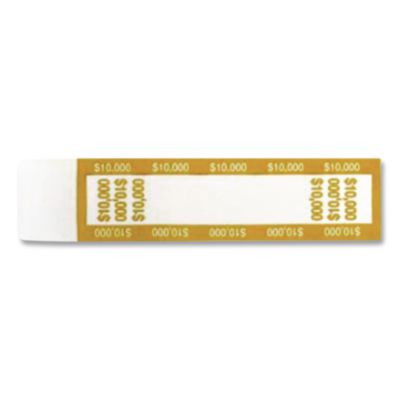 Dark Yellow Currency Strap, Self-Adhesive, Hundreds, $10,000 Strap, Mustard/White, 1,000/Pack