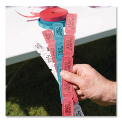 Admit-One Ticket Multi-Pack, 2 Red, 1 Blue, 1 White, 2,000/Roll, 4 Rolls/Pack