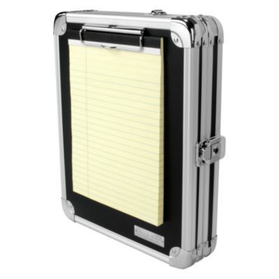Locking Storage Clipboard, 0.38" Clip Capacity, Holds 8.5 x 11 Sheets, Black/Chrome