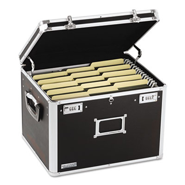 Locking File Chest With Adjustable File Rails, Letter/Legal Files, 17.5" x 14" x 12.5", Black