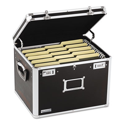 Locking File Chest With Adjustable File Rails, Letter/Legal Files, 17.5" x 14" x 12.5", Black