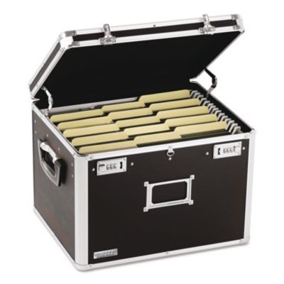 Locking File Chest With Adjustable File Rails, Letter/Legal Files, 17.5" x 14" x 12.5", Black