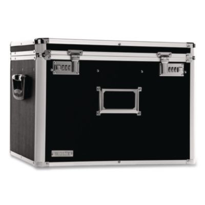 Locking File Chest With Adjustable File Rails, Letter/Legal Files, 17.5" x 14" x 12.5", Black