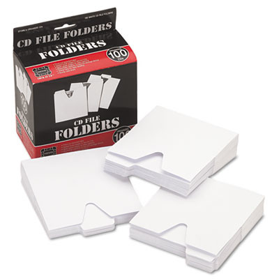 Cd File Folders, 1 Disc Capacity, White, 100/Pack