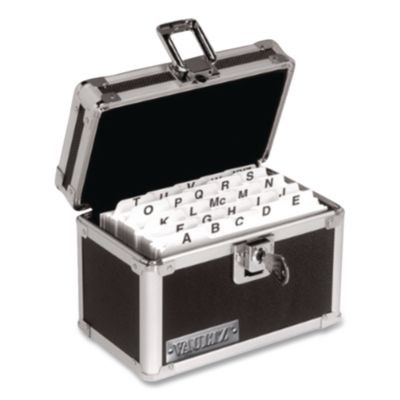 Vaultz Locking Index Card File With Flip Top, Holds 350 3 X 5 Cards, 6 X 4 X 4.25, Black