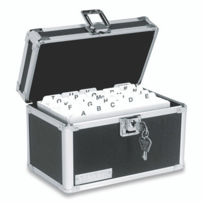 Locking Index Card File, Holds 550 5 X 8 Cards, 8.75 X 5.5 X 5.75, Black