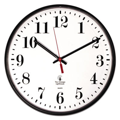 Quartz Slimline Clock, 12.75" Overall Diameter, Black Case, 1 Aa (Sold Separately)