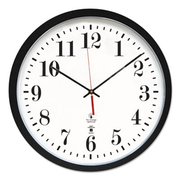 Black Atomic Contemporary Clock, 16.5" Overall Diameter, Black Case, 1 Aa (Sold Separately)