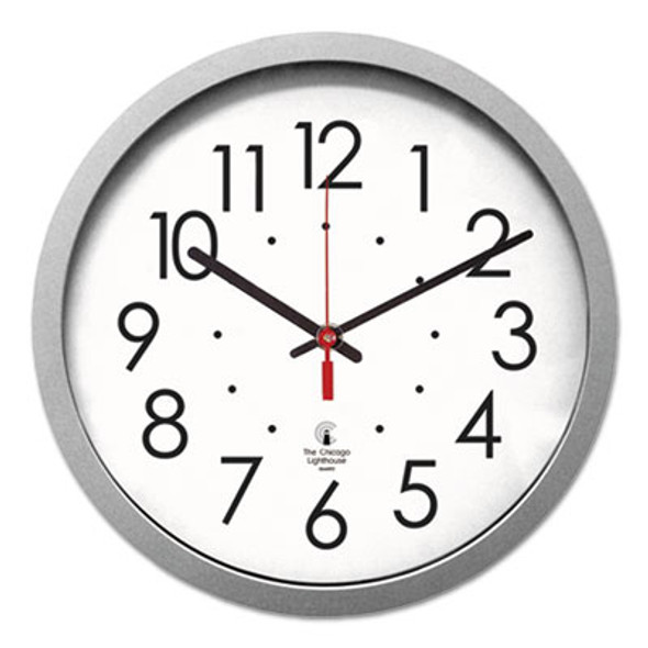 Silver Contemporary Clock, 14.5" Overall Diameter, Silver Case, 1 Aa (Sold Separately)