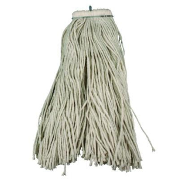 Layflat Regular Screw-Type Mop Head, Cotton, 24 Oz, 1" Headband, White