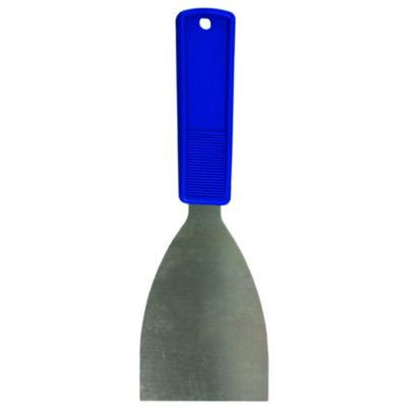 Putty Knife, 3" Wide, Stainless Steel Blade, Blue Polypropylene Handle