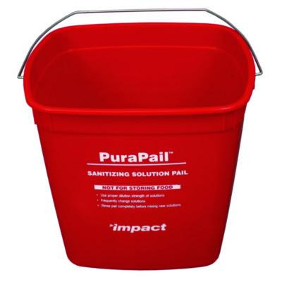 Purapail Sanitizing Bucket, 6 Qt, Polyethylene, Red
