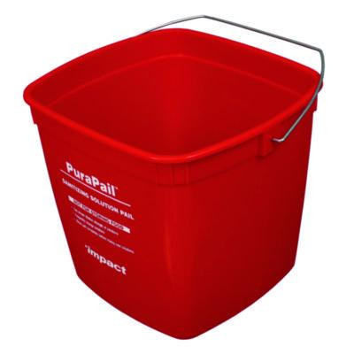 Purapail Sanitizing Bucket, 6 Qt, Polyethylene, Red