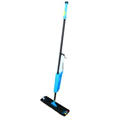 Mopster 2.0 Microfiber Bucketless Mop, 16.25 x 3.25 Blue Microfiber Head, 57" Black Aluminum Handle