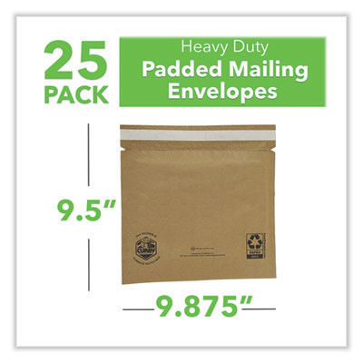 Curby Mailer Self-Sealing Recyclable Mailer, Paper Padding, Self-Adhesive, #2, 11.38 x 9.5, 30/Carton