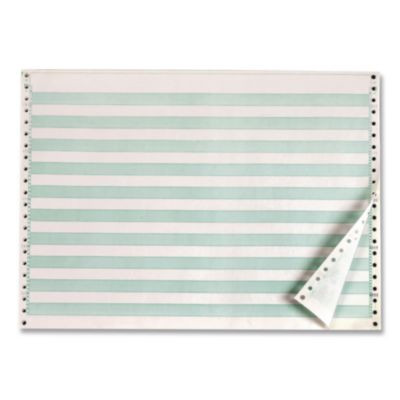 Continuous Feed Computer Paper, 1-Part, 18 Lb Bond Weight, 11 x 14.88, White/Green Bar, 3,100/Carton