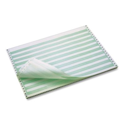 Continuous Feed Computer Paper, 1-Part, 18 Lb Bond Weight, 11 x 14.88, White/Green Bar, 3,100/Carton