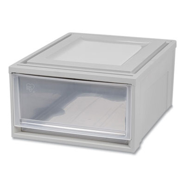 Stackable Storage Drawer, 7.75 Gal, 15.75" X 19.62" X 9", Gray/Translucent Frost