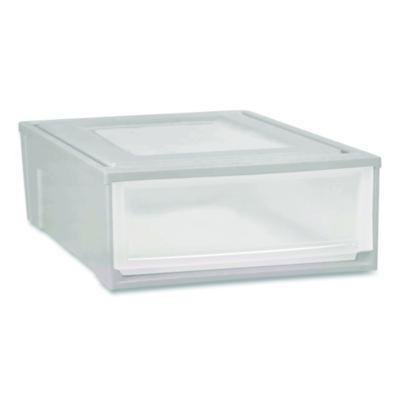 Stackable Storage Drawer, 7.75 Gal, 15.75" X 19.62" X 9", Gray/Translucent Frost