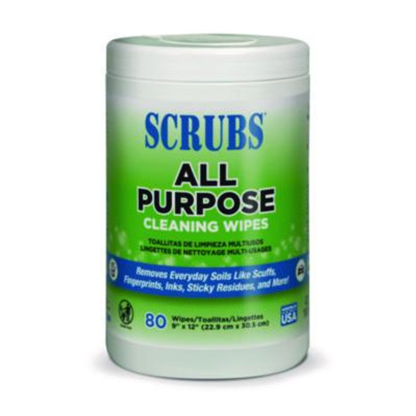 All Purpose Cleaning Wipes, 9 x 12, Citrus Scent, White, 80 Wipes/Canister, 6 Canisters/Carton