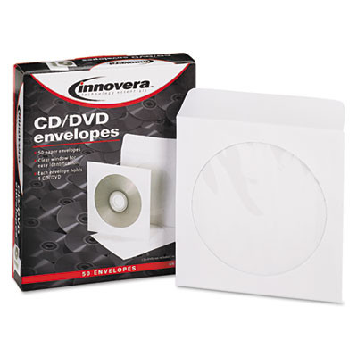 Cd/Dvd Envelopes, Clear Window, 1 Disc Capacity, White, 50/Pack