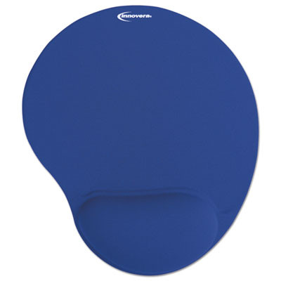 Mouse Pad With Fabric-Covered Gel Wrist Rest, 10.37 x 8.87, Blue