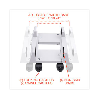 Mobile Cpu Stand, 8.75w X 10d X 5h, Light Gray