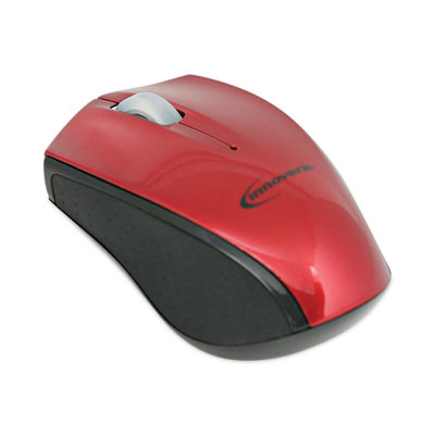 Mini Wireless Optical Mouse, 2.4 Ghz Frequency/30 Ft Wireless Range, Left/Right Hand Use, Red/Black