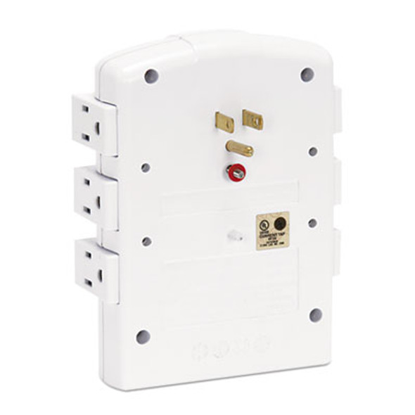Wall Mount Surge Protector, 6 Ac Outlets, 2,160 J, White