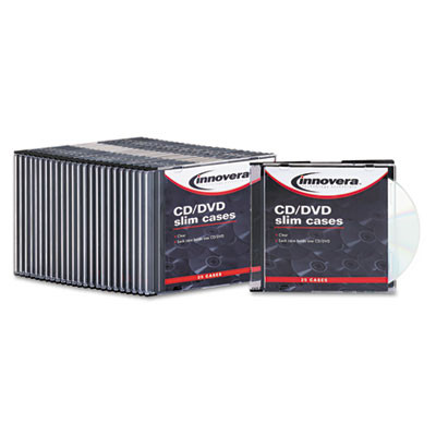 Cd/Dvd Slim Jewel Cases, Clear/Black, 25/Pack
