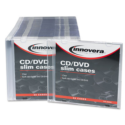 Cd/Dvd Slim Jewel Cases, Clear/Black, 50/Pack