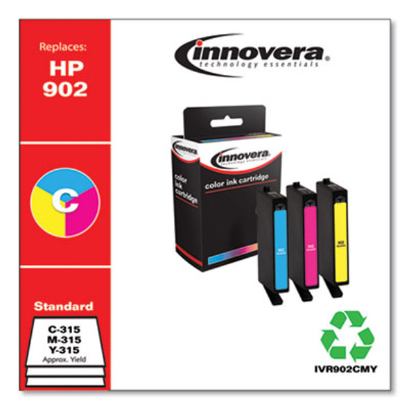 Remanufactured Cyan/Magenta/Yellow Ink, Replacement For 902 (T0A38An), 315 Page-Yield
