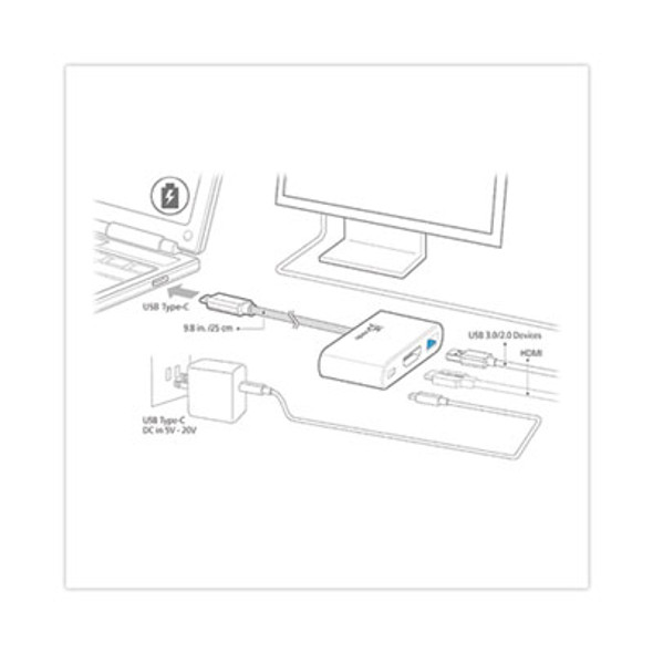 Usb-C To Hdmi/Usb Adapter, 7.87", White