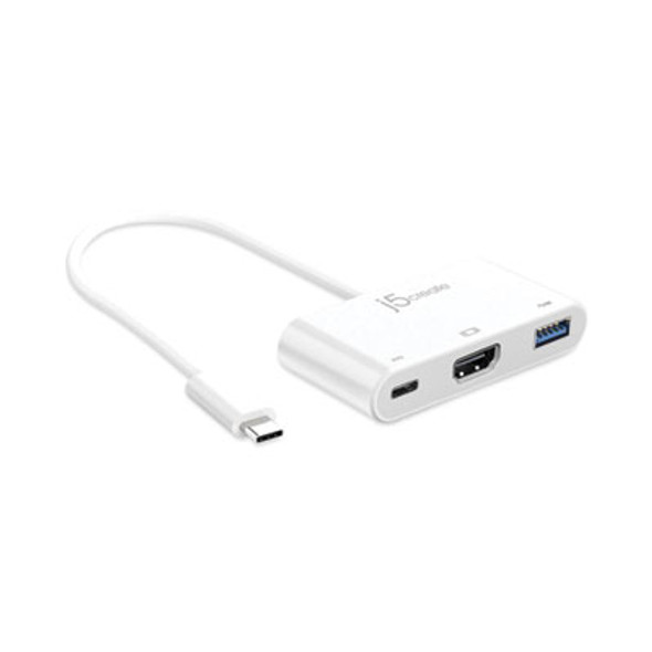 Usb-C To Hdmi/Usb Adapter, 7.87", White