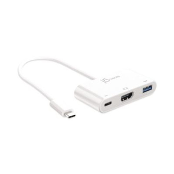Usb-C To Hdmi/Usb Adapter, 7.87", White