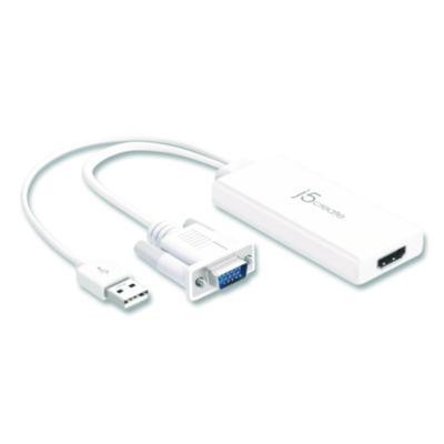 Vga To Hdmi Video Audio Adapter, White
