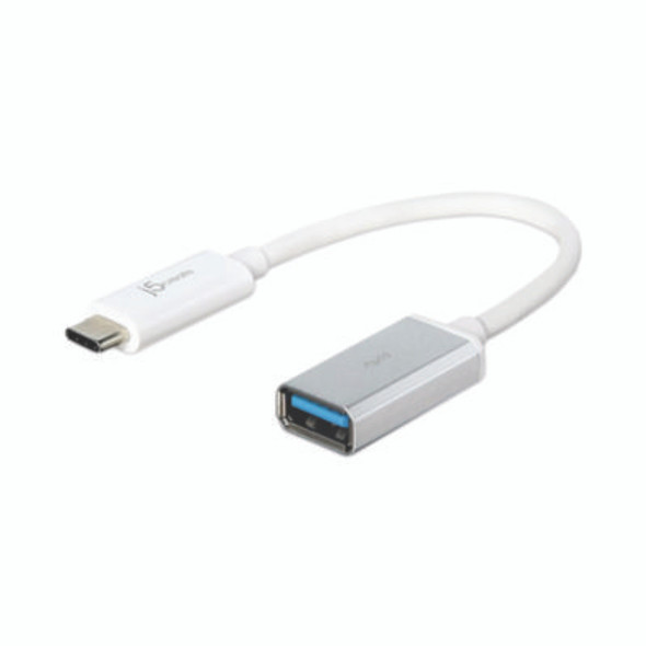 Usb-C To Usb Adapter, 4", Silver/White