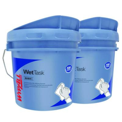 Wettask Customizable Wet Wiping System, 3.5 Gal, Blue, 2/Carton