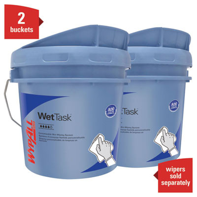 Wettask Customizable Wet Wiping System, 3.5 Gal, Blue, 2/Carton