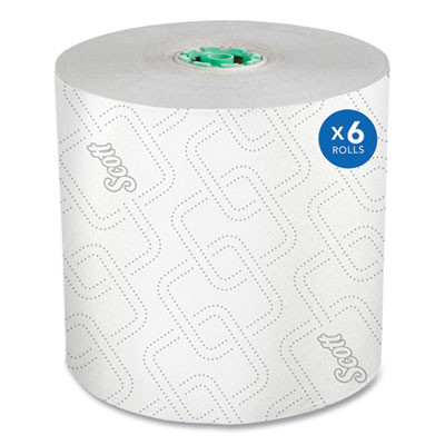 Pro Hard Roll Paper Towels With Elevated Scott Design For Scott Pro Dispenser, Green Core Only, 1-Ply, 1,150 Ft, 6 Rolls/Ct