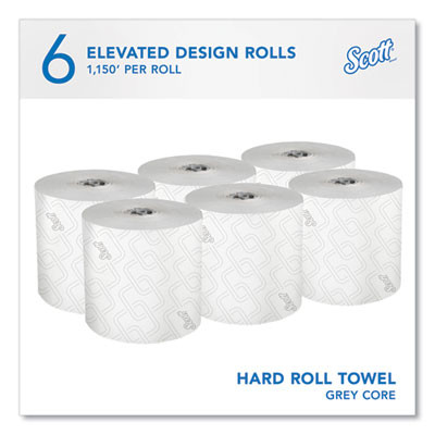 Pro Hard Roll Paper Towels With Elevated Scott Design For Scott Pro Dispenser, Gray Core Only, 1-Ply, 1,150 Ft, 6 Rolls/Ct