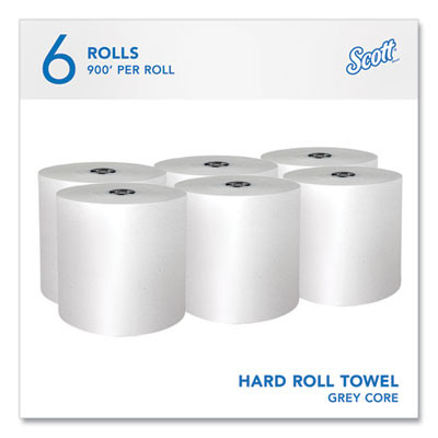 Pro Hard Roll Paper Towels With Absorbency Pockets For Scott Pro Dispenser, Gray Core Only, 1-Ply, 7.5" x 900 Ft, 6 Rolls/Ct