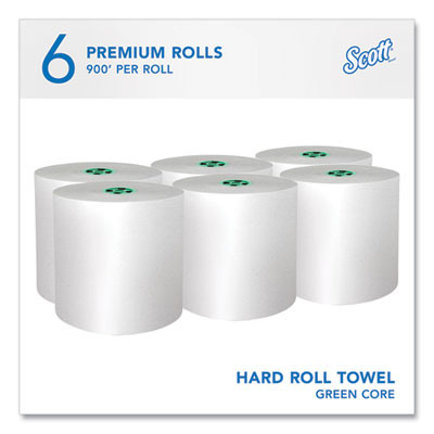 Pro Hard Roll Paper Towels With Absorbency Pockets For Scott Pro Dispenser, Green Core Only, 1-Ply, 7.5" x 900 Ft,6 Rolls/Ct