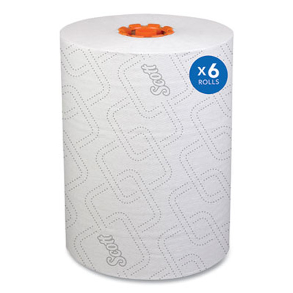 Slimroll Towels, 1-Ply, 8" x 580 Ft, White/Orange Core, 6 Roll/Carton
