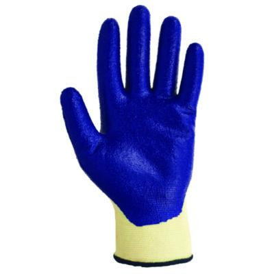 G60 Nitrile Coated Cut Resistant Gloves, En388: 3221, Large (Size 9), Blue/Yellow, 12 Pairs