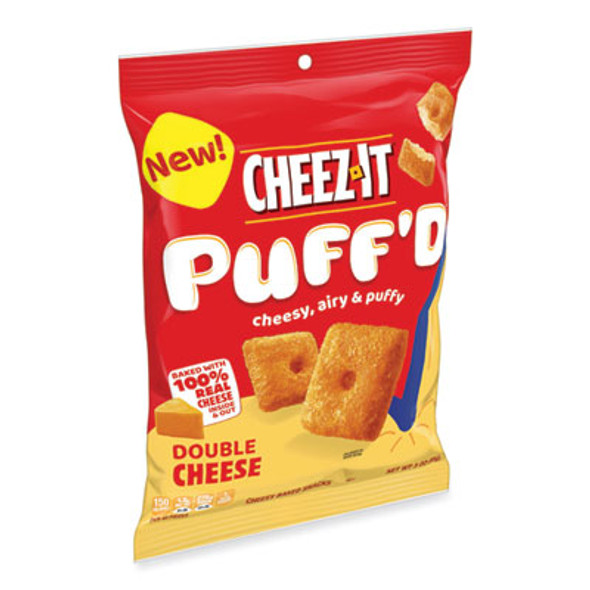 Puff'd Crackers, Double Cheese, 3 Oz Bag, 6/Carton