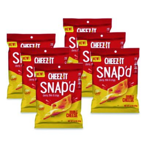 Cheez-It Snap'd Crackers, Double Cheese, 2.2 Oz Pouch, 6/Pack